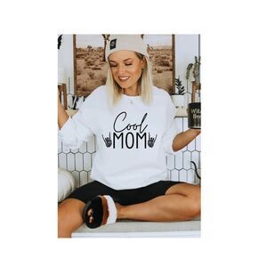 Gildan White 'Cool Mom' Crew Neck Sweater